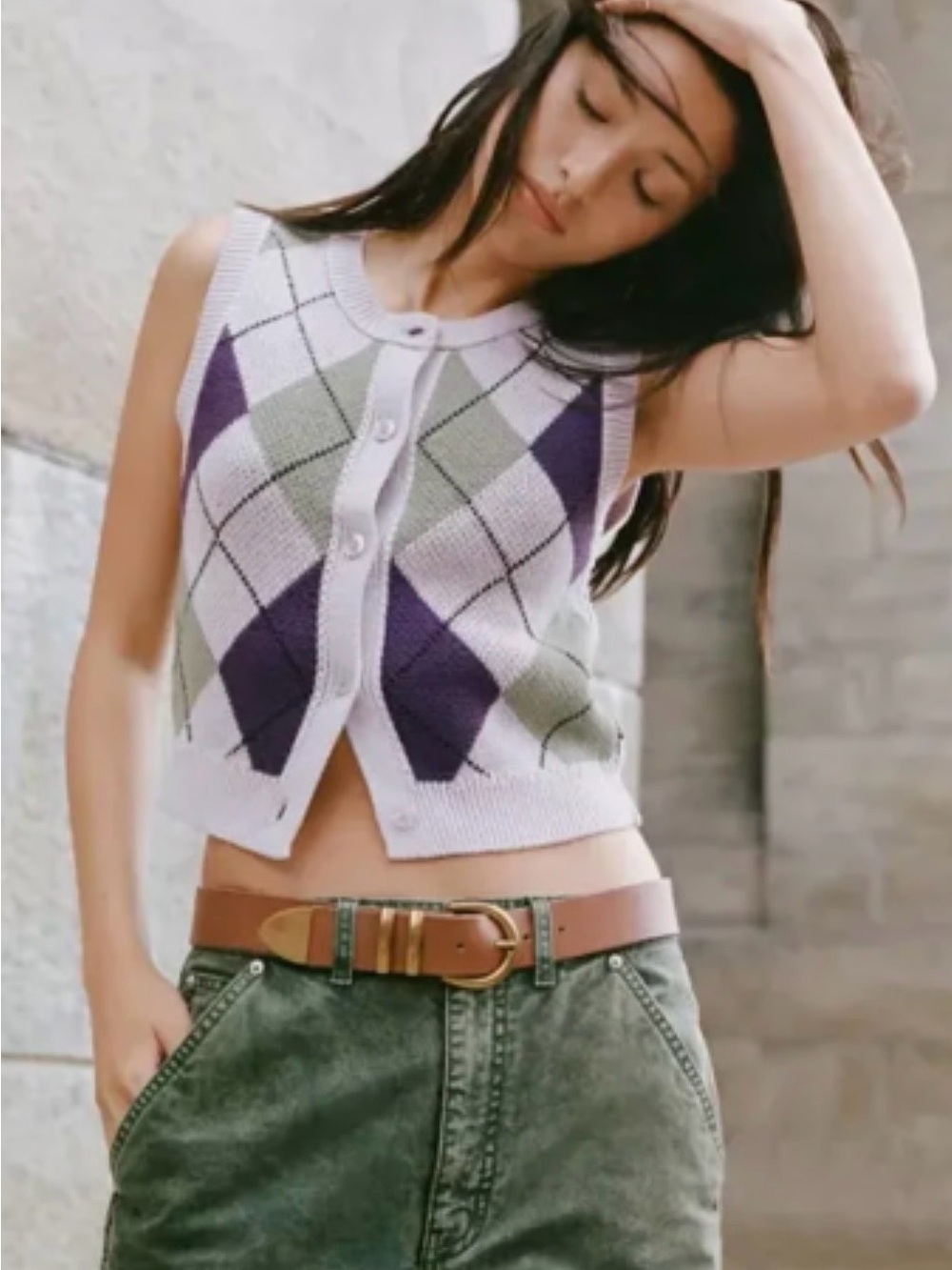 Urban Outfitters Lavender, Purple & Olive Knit Vest